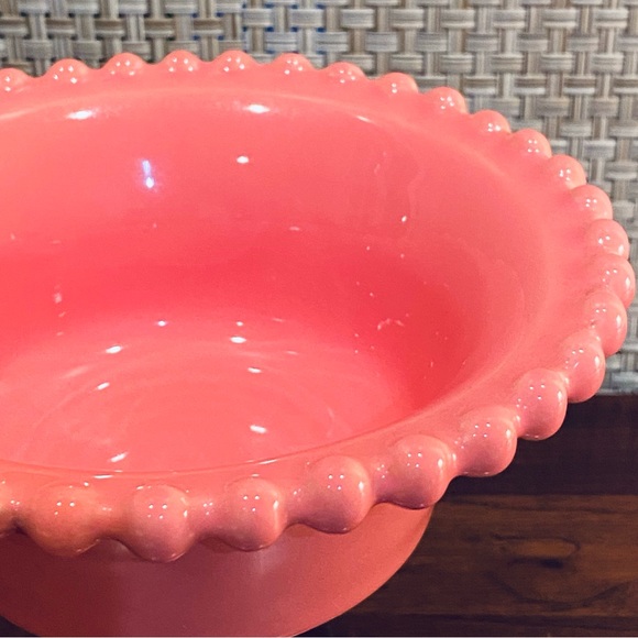 🌟3xHP🌟VTG 1960s MCM Coral Clazed Ceramic Pedestal Candy Dish Compote Deartis - Picture 5 of 6